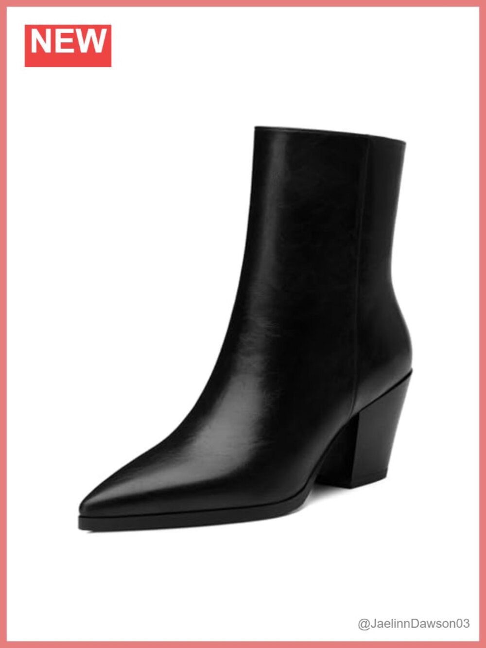 Chunky Heel Ankle Boots Faux Leather Booties Zip Closure